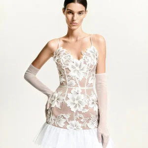 Blumen Trägerkleid Minikleid - Weiß