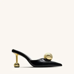 Sofia Mules mit Kugelabsatz – Schwarz
