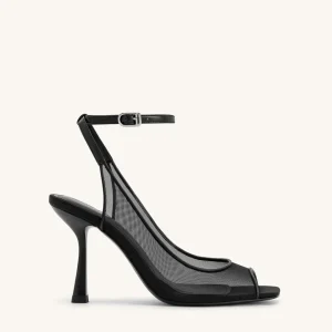 Serenity Offene Zehen Mesh Slingback Sandalen - Schwarz